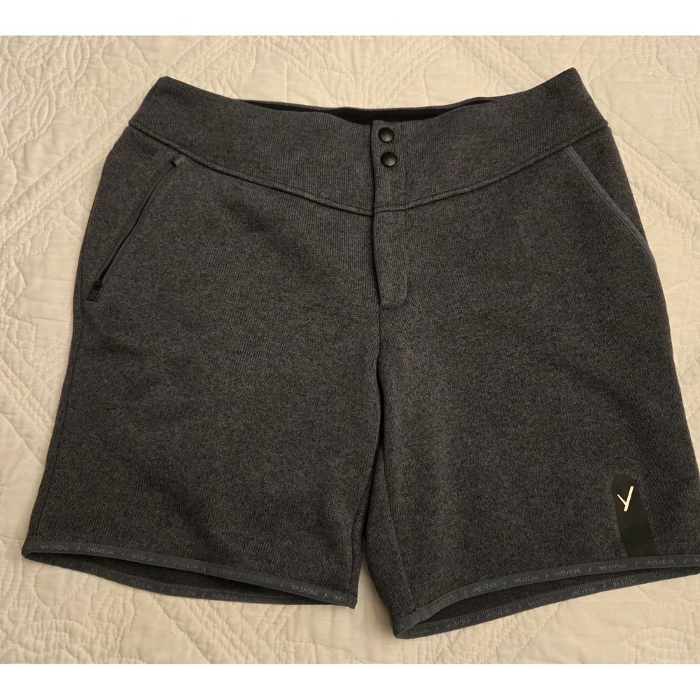 Indyeva Womens Size XL Shorts Gray Fleece Knit Zipper Excellent